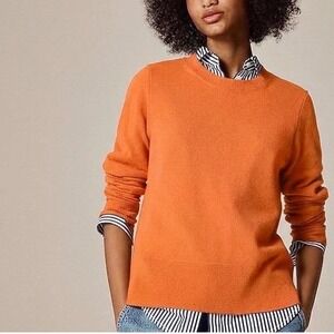 J Crew 100% Cashmere Crew Neck Sweater Orange Size L